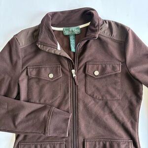 Lauren Ralph Lauren Active Women's Small Brown‎ Full Zip Sweatshirt 4 Pocket